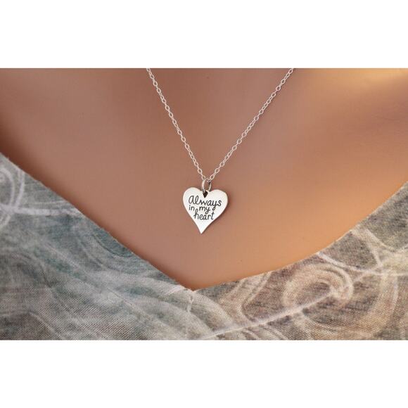 Sterling Silver Always in my Heart Pendant Necklace - Picture 1 of 3
